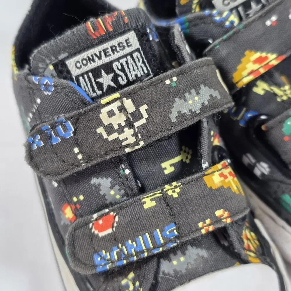 Converse All Star Low Sneakers Video Game Print Infant Toddler 5 Black Multi